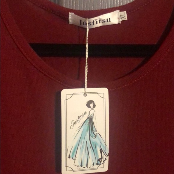 Dress. Dark red. Pockets. Tunic length. - Picture 3 of 4